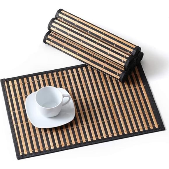 Placemats Set of 6, Bamboo Table Mats Set, 18'' × 12'' Woven Placemat, Washable - Picture 7 of 7